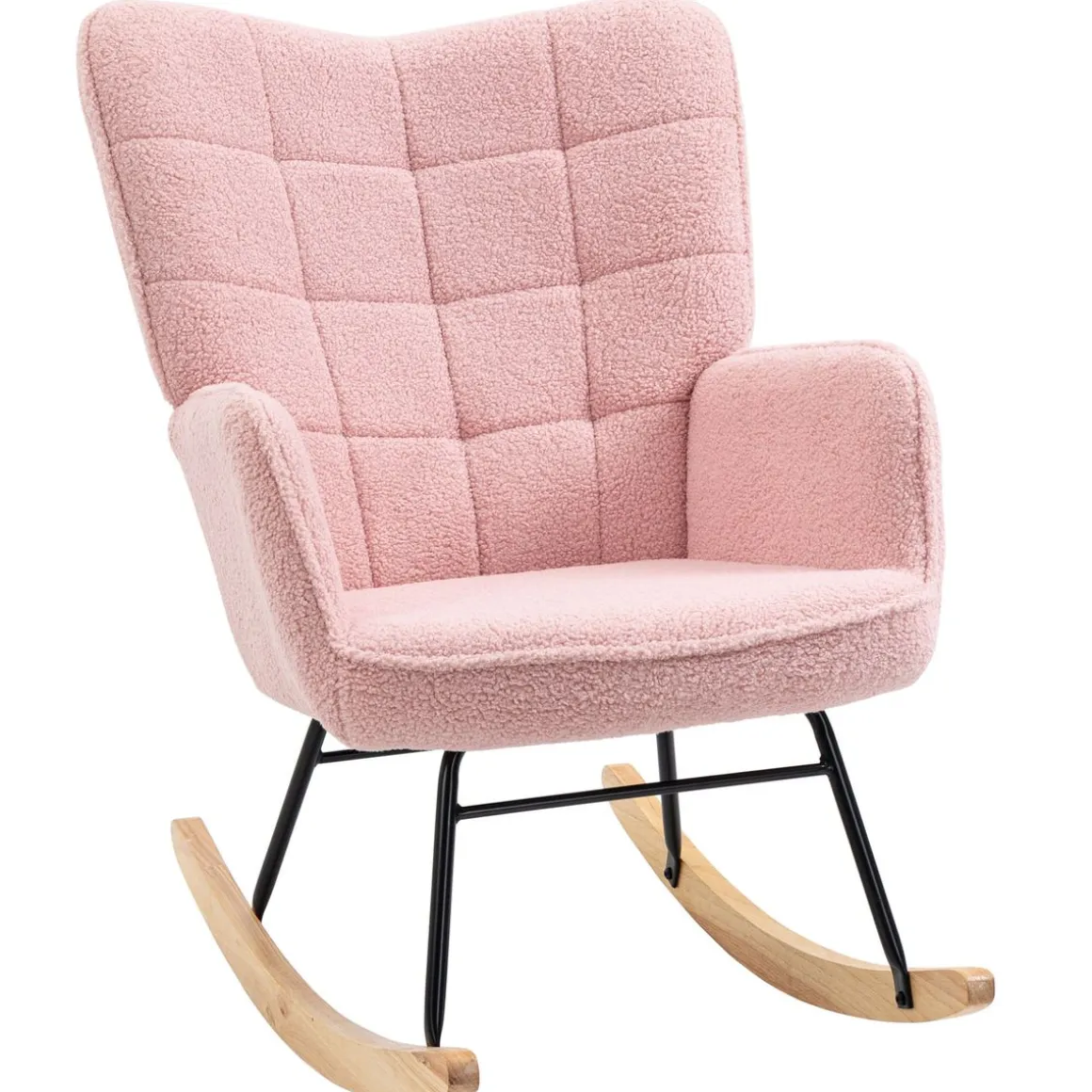 Mecedora Rouse Homcom respaldo alto con reposabrazos rosa 101x71x98 cm