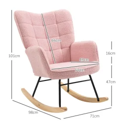 Mecedora Rouse Homcom respaldo alto con reposabrazos rosa 101x71x98 cm