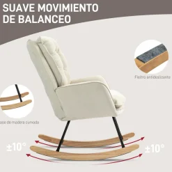 Mecedora Salmo Homcom con respaldo alto beige 97x71x98,5 cm