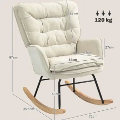 Mecedora Salmo Homcom con respaldo alto beige 97x71x98,5 cm