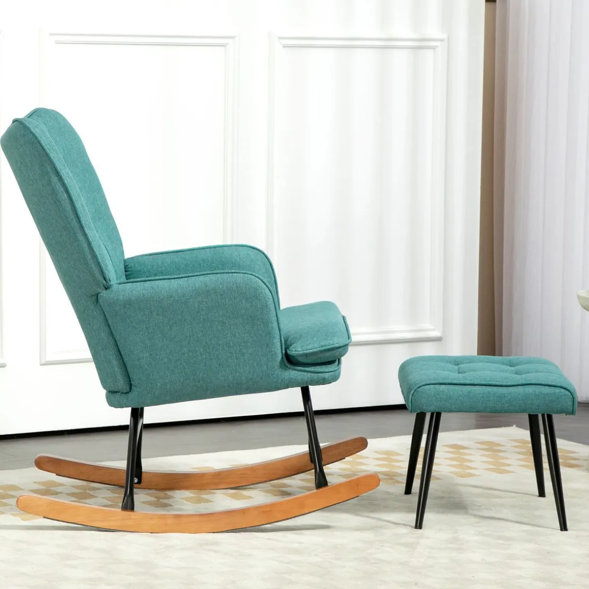 Mecedora Trampolín Homcom con reposapiés 90x64x89 cm