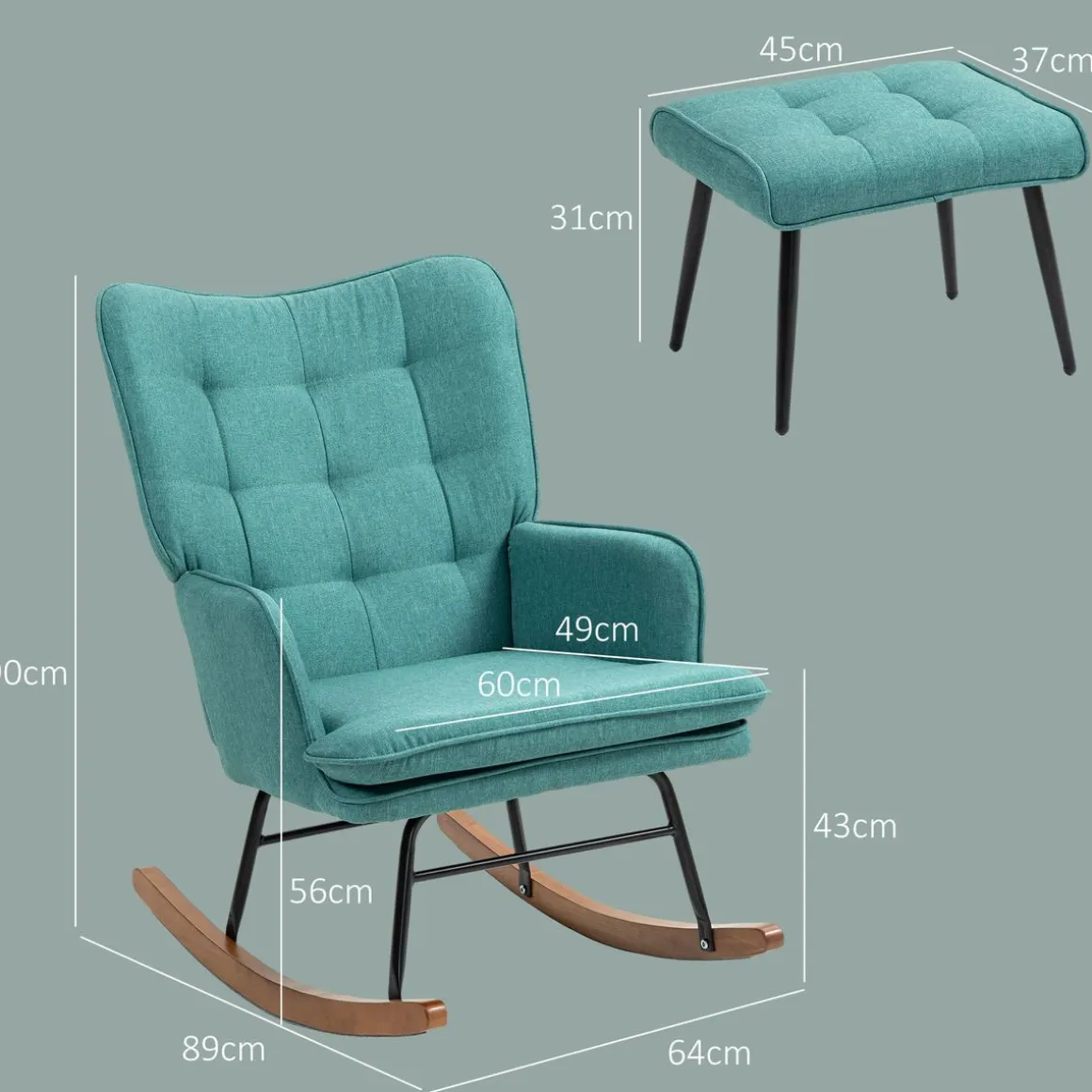 Mecedora Trampolín Homcom con reposapiés 90x64x89 cm