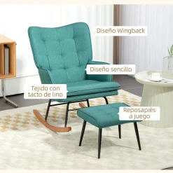 Mecedora Trampolín Homcom con reposapiés 90x64x89 cm