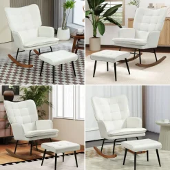 Mecedora Trampolín Homcom con reposapiés 90x64x89 cm