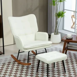 Mecedora Trampolín Homcom con reposapiés 90x64x89 cm