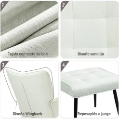 Mecedora Trampolín Homcom con reposapiés 90x64x89 cm
