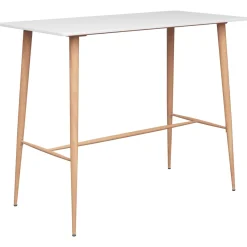 Mesa alta de cocina Ymbar blanco/natural 105x120x60 cm