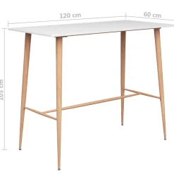 Mesa alta de cocina Ymbar blanco/natural 105x120x60 cm