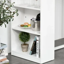 Mesa alta Homcom con 3 estantes blanco/roble 100x115x55 cm