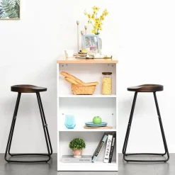 Mesa alta Homcom con 3 estantes blanco/roble 100x115x55 cm