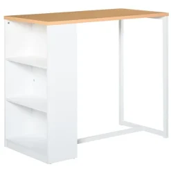 Mesa alta Homcom con 3 estantes blanco/roble 100x115x55 cm