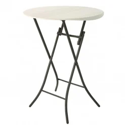 Mesa alta Lifetime plegable crema Ø83,8x110 cm