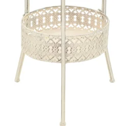 Mesa auxiliar alta estilo vintage redonda blanco Ø40x70