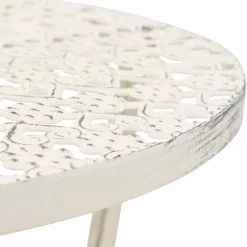 Mesa auxiliar alta estilo vintage redonda blanco Ø40x70