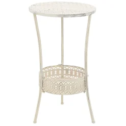 Mesa auxiliar alta estilo vintage redonda blanco Ø40x70