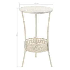 Mesa auxiliar alta estilo vintage redonda blanco Ø40x70