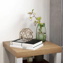 Mesa auxiliar Azucena Homcom con ruedas blanco/natural 40x40 cm
