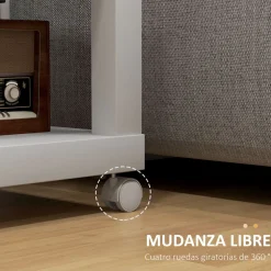 Mesa auxiliar Azucena Homcom con ruedas blanco/natural 40x40 cm