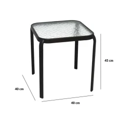 Mesa auxiliar de acero negro 45x40x40 cm
