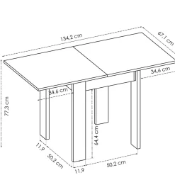Mesa auxiliar extensible Bok 79,2x67,1-134x67,1 cm