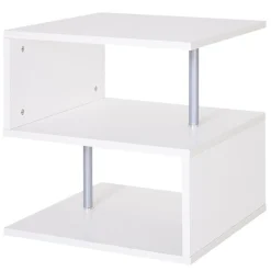 Mesa auxiliar Homcom 3 niveles blanco 50x50x50 cm