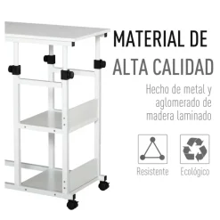 Mesa auxiliar Homcom forma C ajustable blanco 72/82x40x80 cm