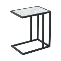 Mesa auxiliar Homcom negro/mármol 51,5x30x45 cm