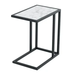 Mesa auxiliar Homcom negro/mármol 51,5x30x45 cm