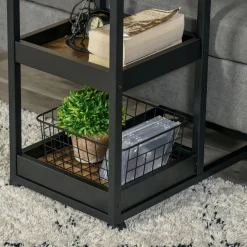 Mesa auxiliar Houston Homcom 3 niveles con ruedas marrón 66x33x51 cm