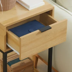 Mesa auxiliar Lenda Homcom con cajón natural 76x40x30 cm