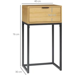Mesa auxiliar Lenda Homcom con cajón natural 76x40x30 cm