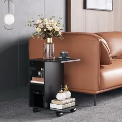 Mesa auxiliar Margarita Homcom 3 niveles con ruedas negro 58x45x35 cm