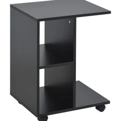 Mesa auxiliar Margarita Homcom 3 niveles con ruedas negro 58x45x35 cm