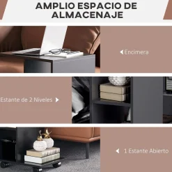 Mesa auxiliar Margarita Homcom 3 niveles con ruedas negro 58x45x35 cm