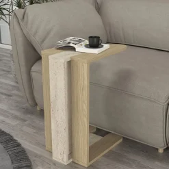 Mesa auxiliar Maysa diseño en L natural 58,6x45x30 cm