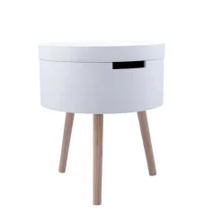 Mesa auxiliar MOA Vinthera con cajón blanco Ø38x43 cm