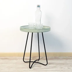 Mesa auxiliar MOA Vinthera acero verde claro Ø38x49 cm