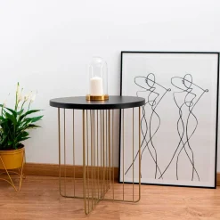 Mesa auxiliar MOA Vinthera forma redonda negro Ø44x47,8 cm