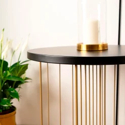 Mesa auxiliar MOA Vinthera forma redonda negro Ø44x47,8 cm