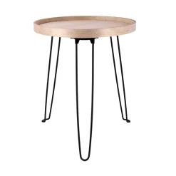 Mesa auxiliar MOA Vinthera patas acero negro/natural 48x40 cm