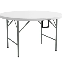 Mesa auxiliar Outsunny plegable con asas blanco Ø122x73 cm