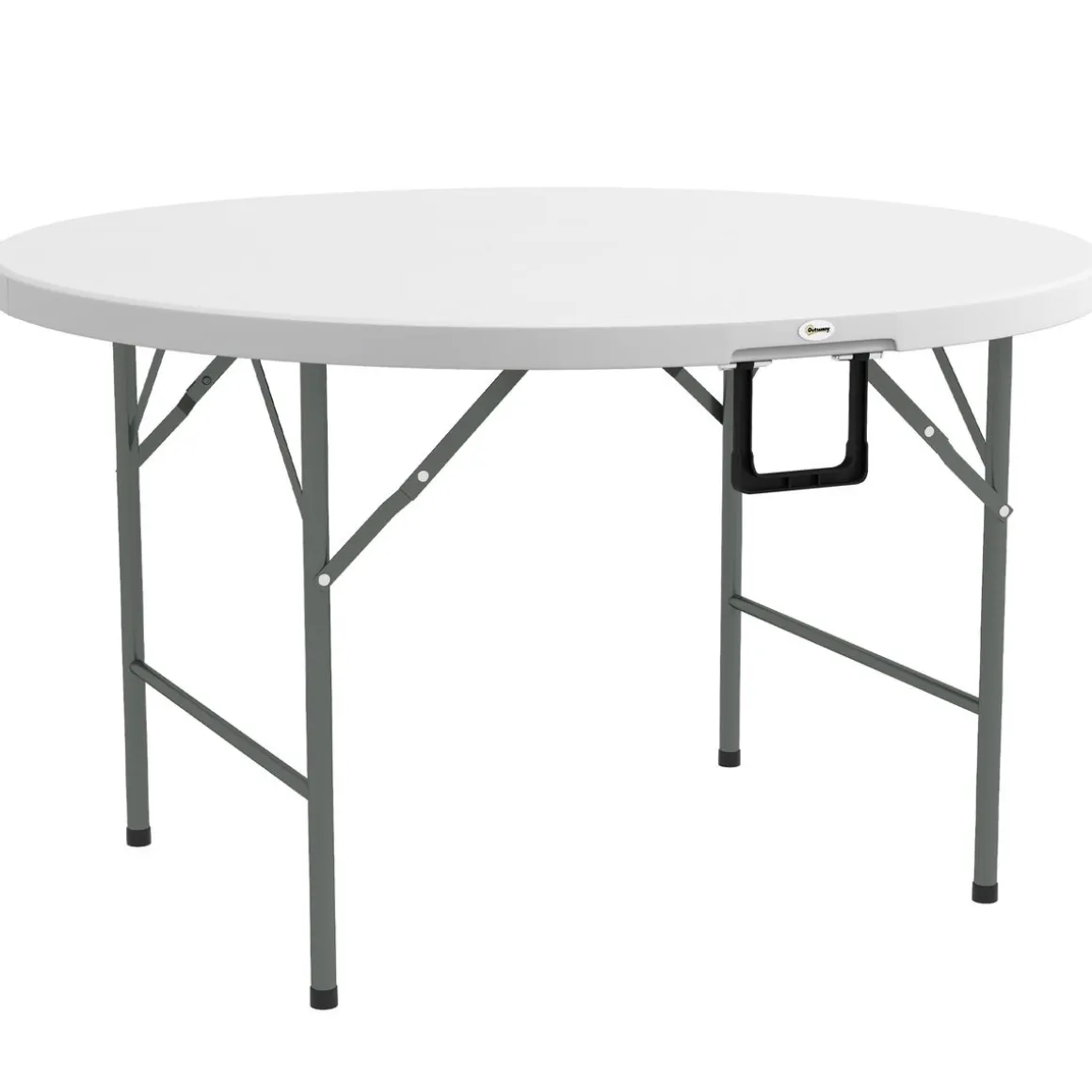 Mesa auxiliar Outsunny plegable con asas blanco Ø122x73 cm
