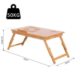 Mesa auxiliar para ordenador Homcom bambú natural 22-30x55x35 cm