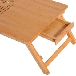 Mesa auxiliar para ordenador Homcom bambú natural 22-30x55x35 cm