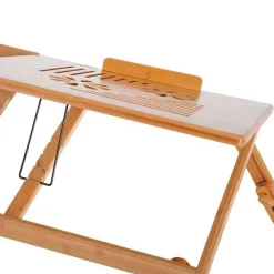 Mesa auxiliar para ordenador Homcom bambú natural 22-30x55x35 cm
