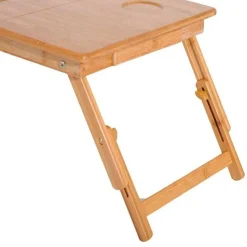 Mesa auxiliar para ordenador Homcom bambú natural 22-30x55x35 cm