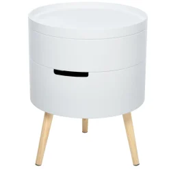 Mesa auxiliar Ritual Homcom 2 compartimentos blanco/natural Ø38x48 cm