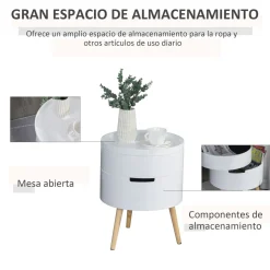 Mesa auxiliar Ritual Homcom 2 compartimentos blanco/natural Ø38x48 cm