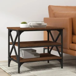 Mesa auxiliar Romeo 3 niveles roble 45x55x38 cm