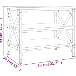 Mesa auxiliar Romeo 3 niveles roble 45x55x38 cm